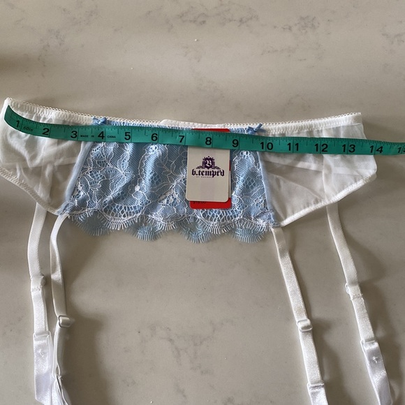 NWT B. Tempt'D by Wacoal Sultry Garter Belt in White and Blue - Picture 6 of 6